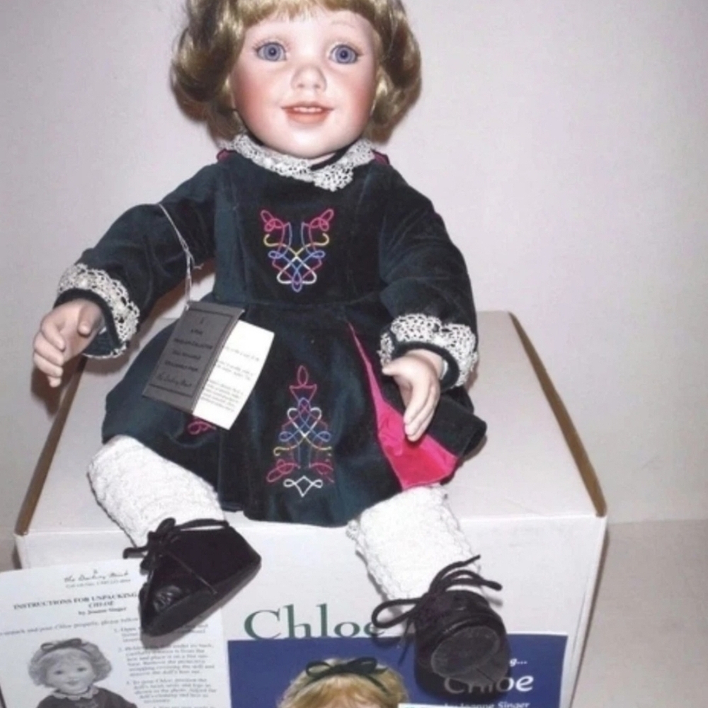 New in box Danbury Mint porcelain doll Chloe By Jeanne Singer